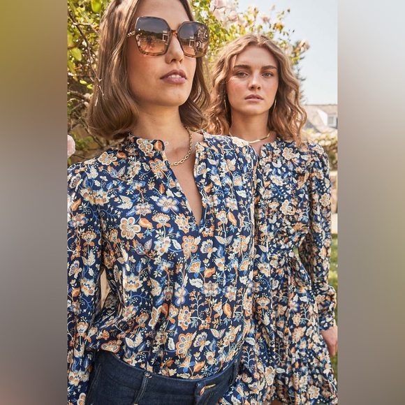 Cartolina Nantucket • NWT Poppy Polyester Pleated Blouse Sz XS Preppy Office - Picture 2 of 13